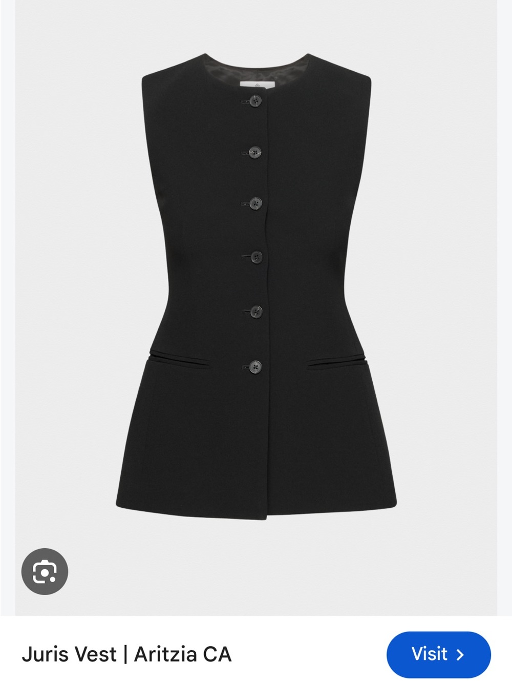 Aritzia Black Tailored Button Vest